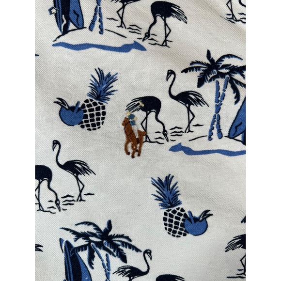 Ralph Lauren Hawaiian Shirt Mens Large Flamingo Pineapple Surfboard Flesh Pony - Picture 3 of 8